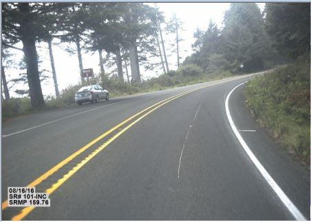 View from road of US 101 at Browns Point Milepost 159.76.