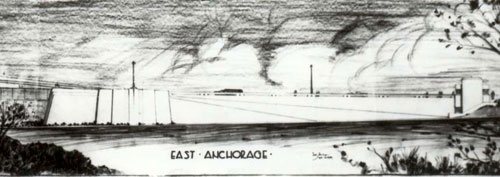 1940 Bridge east anchorage, sketch 1939 WSA, WSDOT records
