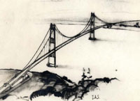 Artist's sketch of 1940 Narrows Bridge WSDOT