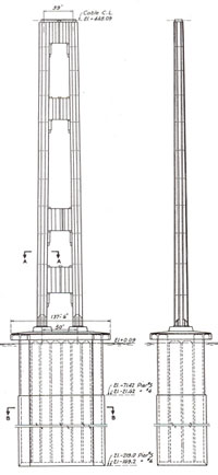 Tower face and side view, drawing, 1939 WSDOT
