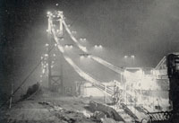 Night work to complete the bridge on time, 1950 WSDOT