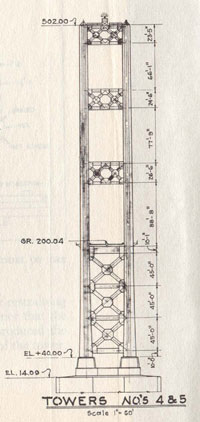 Tower face drawing, Current Narrows Bridge WSA, WSDOT records