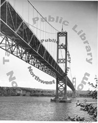 Current Narrows Bridge, view from beach level, September 26, 1950 TPL 9504