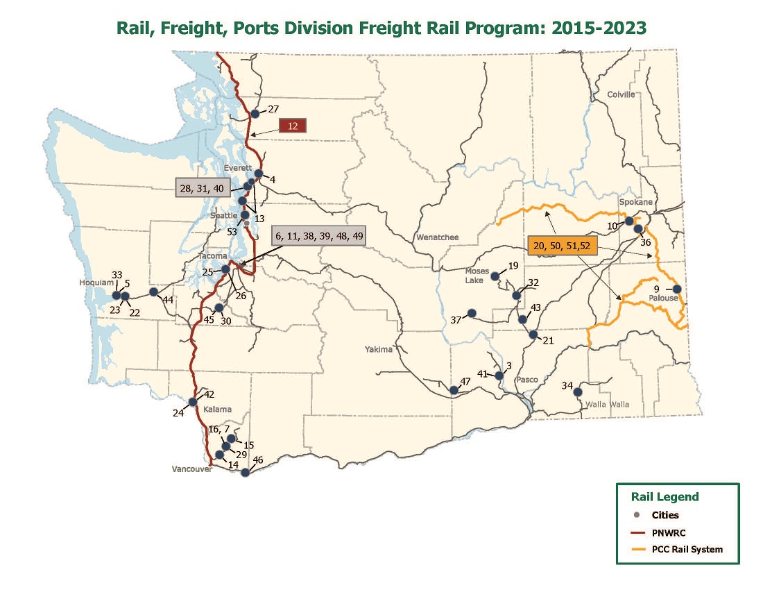 Rail, Freight, Ports Division Freight Rail Program: 2015-2023 map