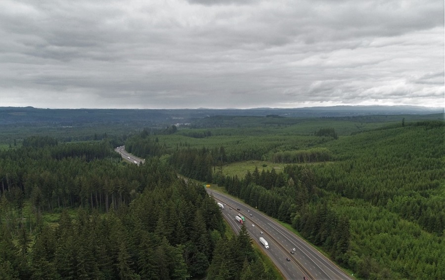 The I-5 Cowlitz to Toutle Rivers Habitat Connectivity Priority Zone, facing north