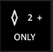 Square ATDM display showing white diamond HOV symbol and the text “2+ only”.