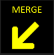 Square ATDM display showing a yellow arrow symbol pointing down and to the left and the text "merge".