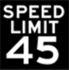 Square ATDM display showing a speed limit of 45 MPH.