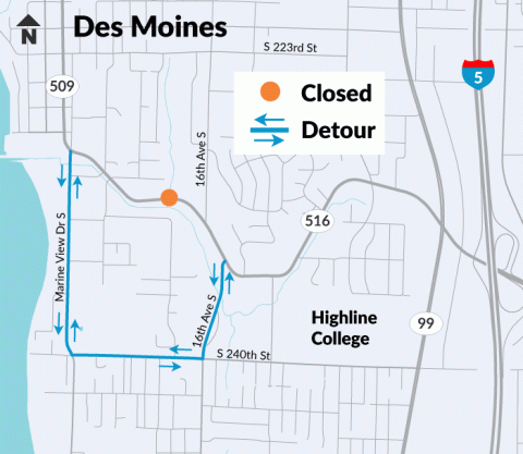 map of the closure detour. 