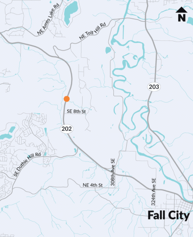 Map of project location on SR 202. 