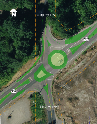 Conceptual drawing of roundabout at SR 302 and 118th Avenue