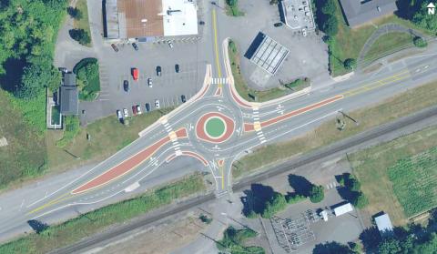 An conceptual drawing showing an overhead view of the roundabout at US 2 and Old Owen Road in Sultan.