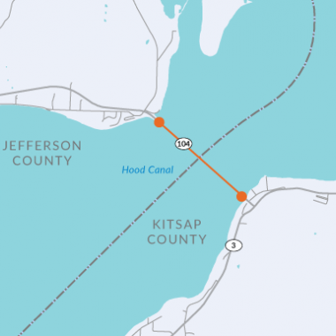 Map of SR 104 Hood Canal Bridge between Jefferson and Kitsap County