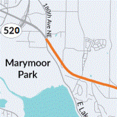 Image (map) of the SR 202 corridor from East Lake Sammamish Parkway to SE 244th Avenue.
