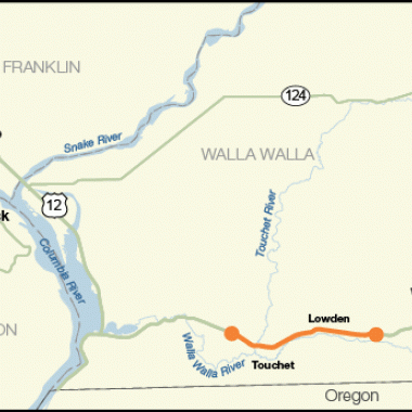 Map of US 12 from Touchet to Lowden