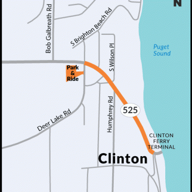 Map of the Clinton Ferry Terminal on State Route 525