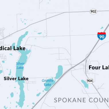 Map of project location for the I-90/Medical Lake interchange improvement project.