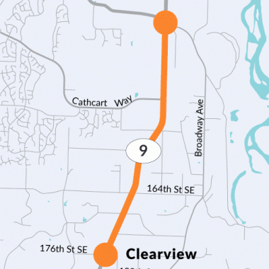 A map showing the location where WSDOT will add a second northbound lane on SR 9 and make several safety improvements. 