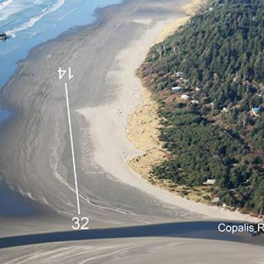 The runway at Copalis Airport on the beach