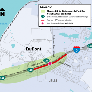 Location of project on I-5 near DuPont in Pierce County