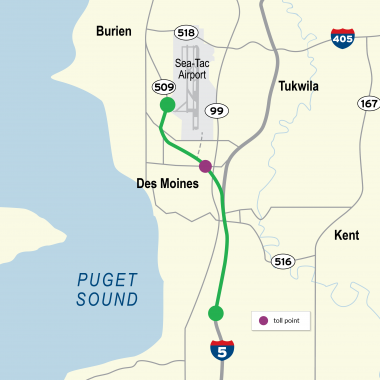 Map showing the SR 509 Completion Project