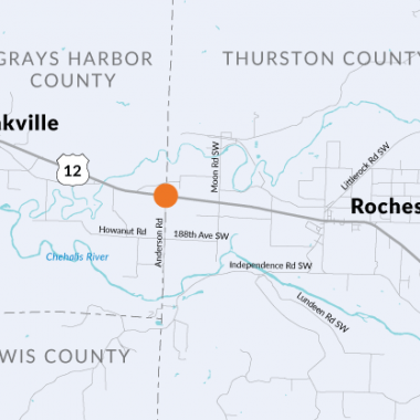 Map of US 12 at Anderson Road between Rochester and Oakville.