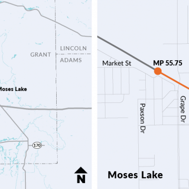 Map of intersection of SR 17 and Grape Drive in Moses Lake where roundabout will be constructed