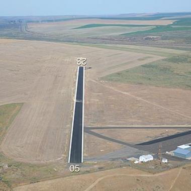 Lind Airport Runway located in a deserted area. 