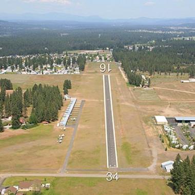 Mead Airport Runway located in a flat area.