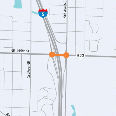 A map of the I-5 interchange at SR 523 in Shoreline