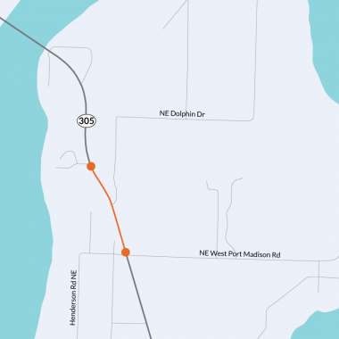 Map of SR 305 between West Port Madison and Adas Will Lane