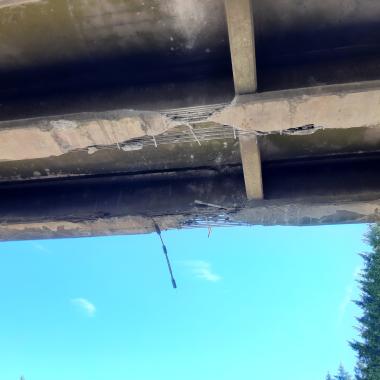 The damaged southbound span of State Route 506, spanning over Interstate 5 at Exit 60 in Lewis County.