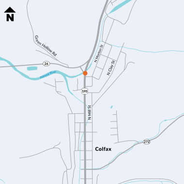 Location of the US 195 and SR 26 bridge and intersection replacement project in Colfax.