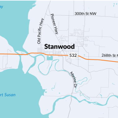 A graphic map of SR 532 corridor