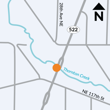 A map showing the location of a culvert that will be replaced on SR 522 south of Lake City.