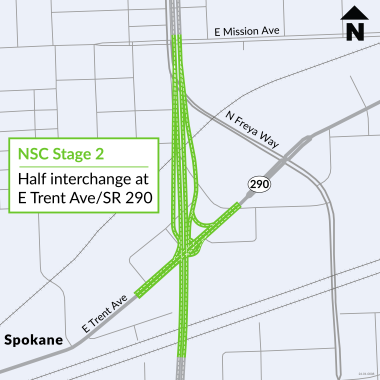 Map location and design for the North Spokane Corridor Stage 2 project.