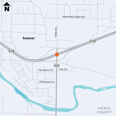 A map of intersection of State Route 410 and State Route 162 where the construction will take place.