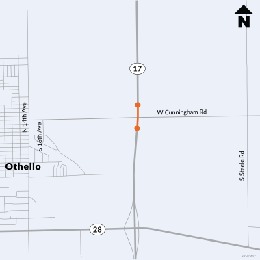 This map shows in orange the intersection of Cunningham Road and SR 17