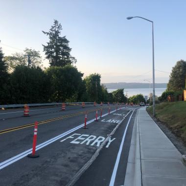 A few of the improved sidewalks along SR 525 to the Clinton Ferry Terminal