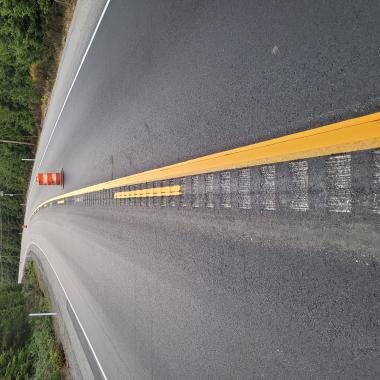 A view of the fresh pavement from the State Route 530/Montague Creek Vicinity Paving project.