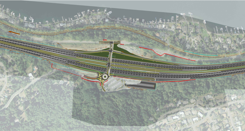 Conceptual design of the reconstructed 112th Ave. SE/Lake Washing Blvd interchange direct access ramp