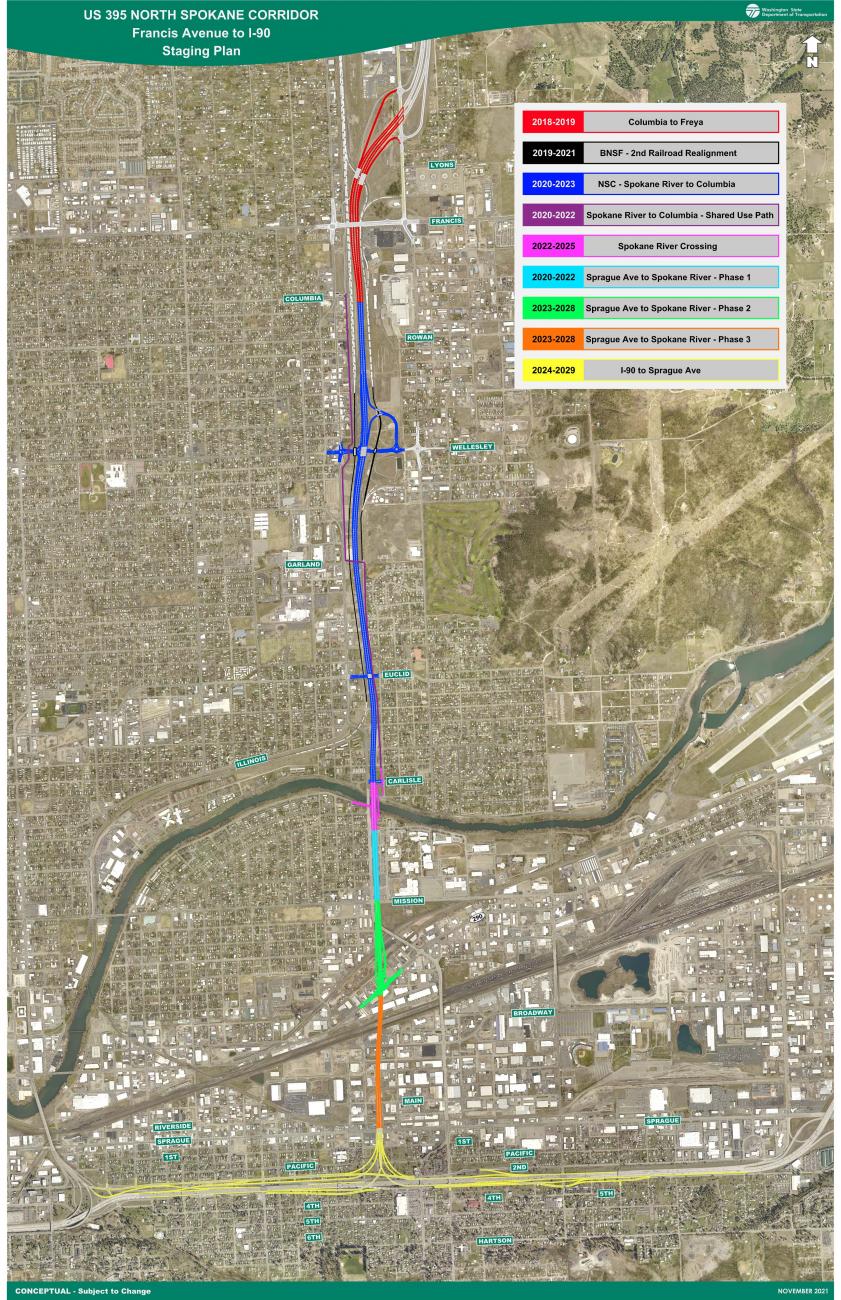 North Spokane Corridor construction stating for projects to be constructed by Connecting Washington.