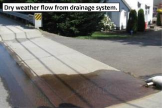 Dry weather flow from drainage system.