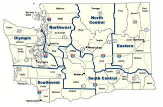 A map of regions in Washington