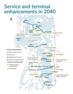 Map showing proposed service and terminal enhancements to be implemented over the next 20 years