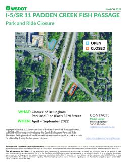 Map and information about the closure of Bellingham Park & Ride (East) at 33rd Street