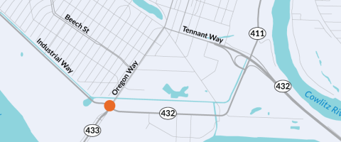A map of the location of the Industrial Way/Oregon Way Intersection Improvements project. 