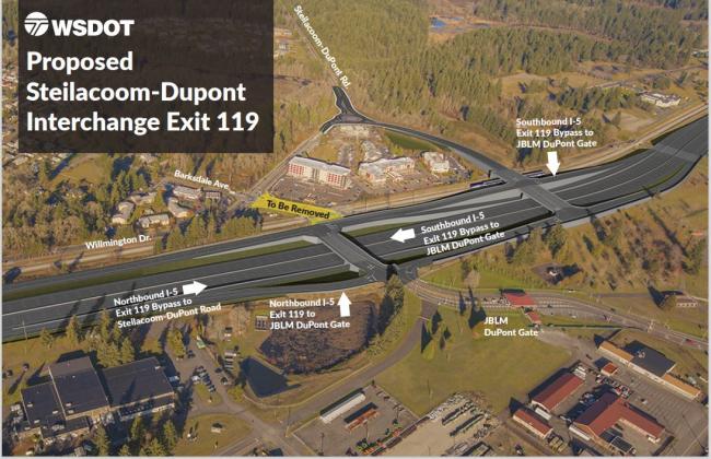 Graphic showing proposed Steilacoom-DuPont Road Interchange Exit 119