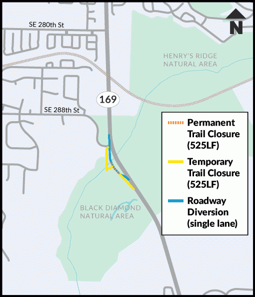 A map showing the location of the SR 169 Ravensdale Creek project