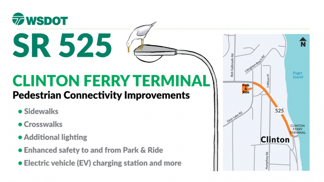 Poster with information about the Clinton Ferry Terminal improvements